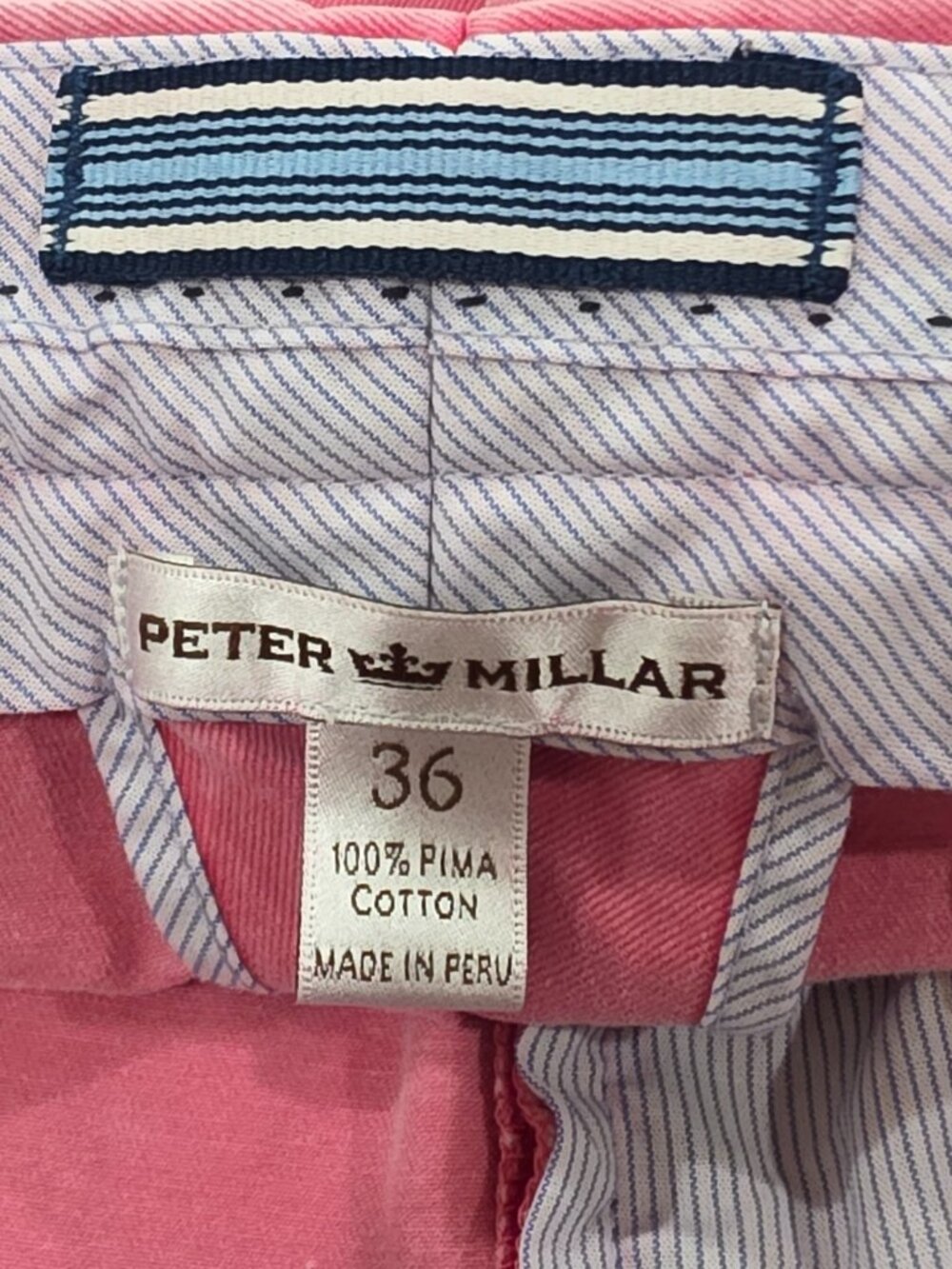 Peter Millar Pima Cotton Chino Shorts Pink Men's Size 36 - Picture 5 of 10